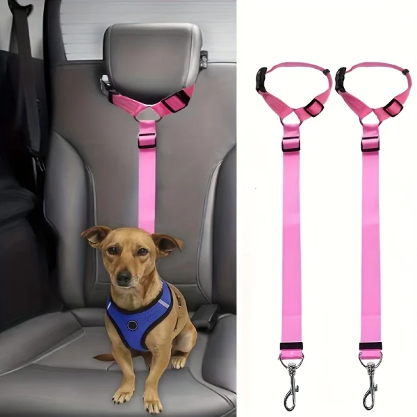 2-in-1 Adjustable Pet Car Seat Belt With Ring