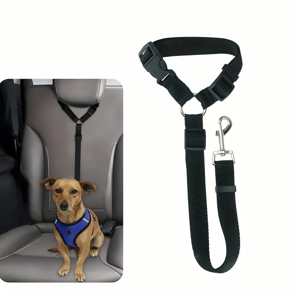 1Pc Adjustable Metal Buckle Pet Car Safety Seat Belt