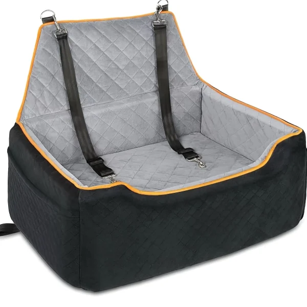 Pet Car Safety Seat with Washable Bed & Safety Leashes
