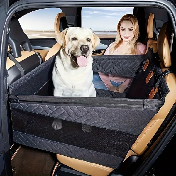 Durable Non-Slip Pet Car Seat Mat With Mesh Basket