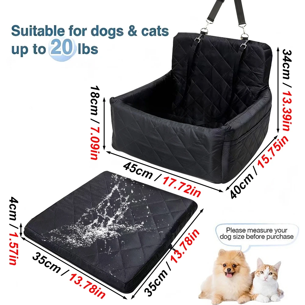 Warm Washable Pet Car Seat With Safety Belt & Pocket - Image 5