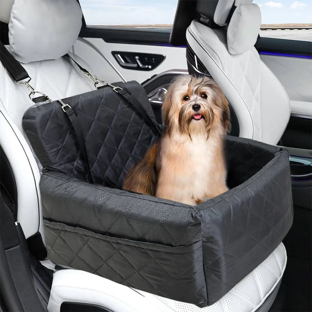 Warm Washable Pet Car Seat With Safety Belt & Pocket - Image 7