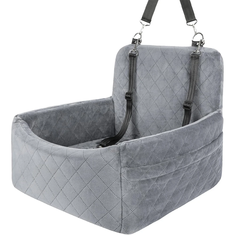 Warm Washable Pet Car Seat With Safety Belt & Pocket - Image 8