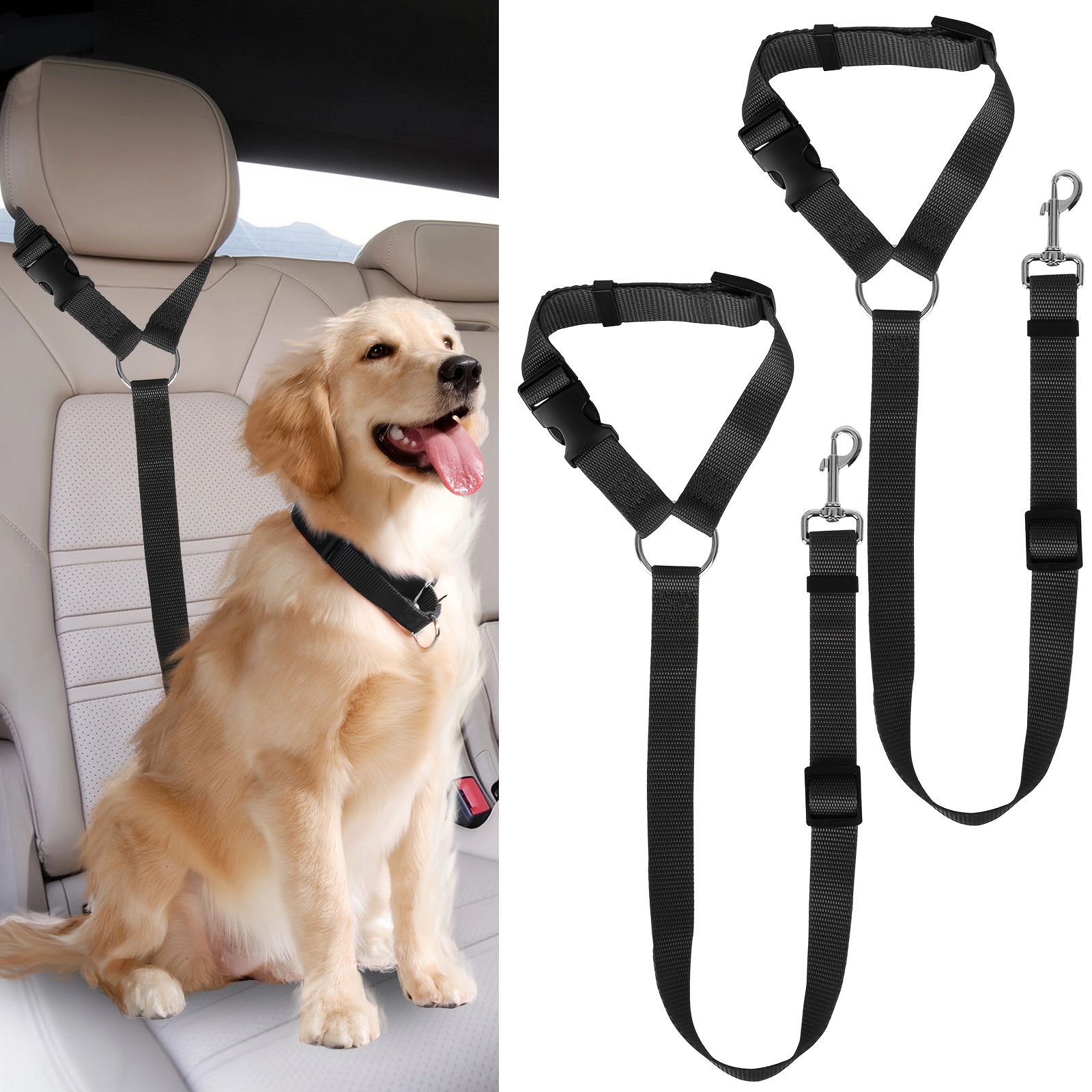 2Pcs Adjustable Heavy Duty Pet Car Safety Seat Belt
