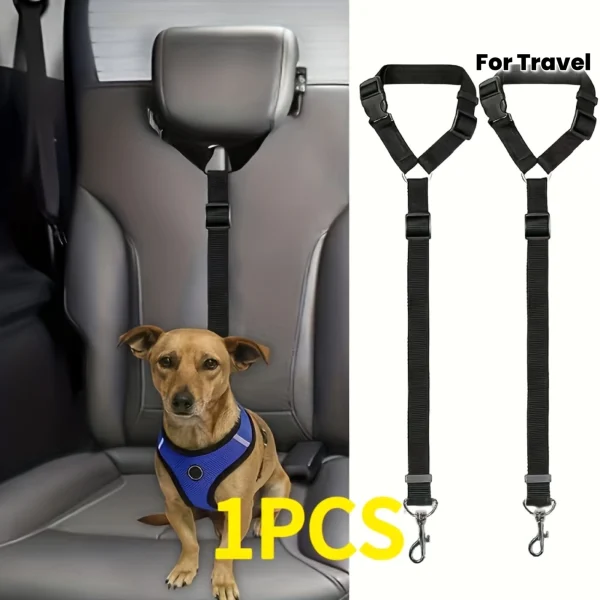 2-in-1 Adjustable Pet Car Seat Belt With Safety Loop