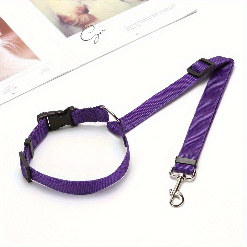 1Pc Purple Nylon 2-in-1 Adjustable Pet Car Seat Belt - Image 9