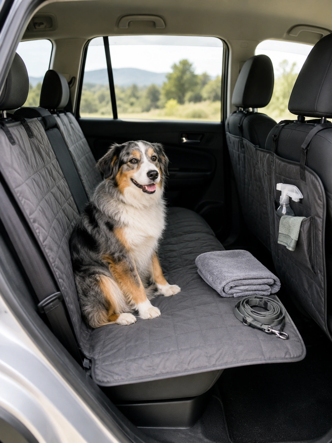Clean and organized dog travel setup
