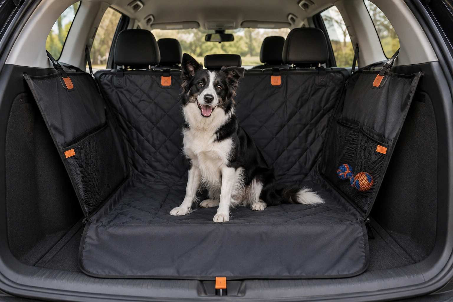 Dog backseat cover installed in a car